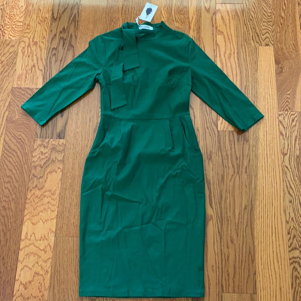 Green dress with tie